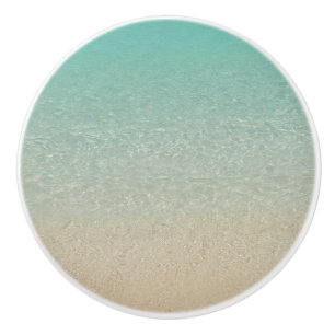 " CLEAR AQUAMARINE CARIBBEAN SEA AND SAND" CERAMIC KNOB