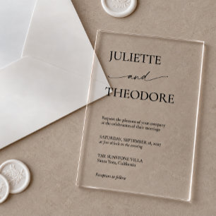 Clear Black Lettering Minimalist Wedding Acrylic Invitations