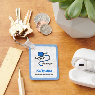 Clear Blue Knit Fast, Die Warm Keychain