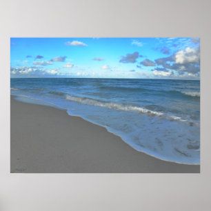 Clear Blue Ocean, Beach and Sky Poster