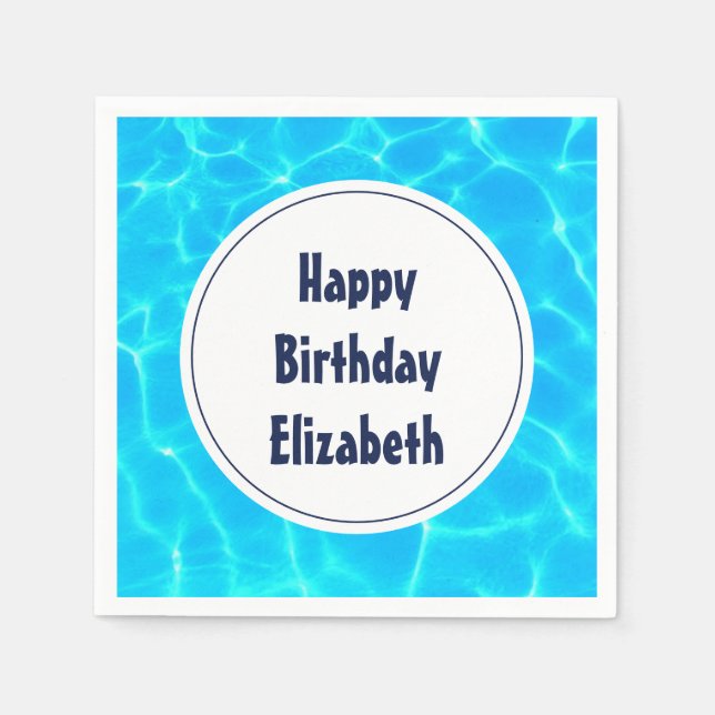 Clear Blue Pool Water Photo Birthday Napkin (Front)