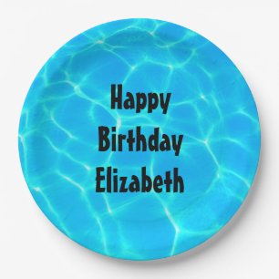 Clear Blue Pool Water Photo Birthday Paper Plate