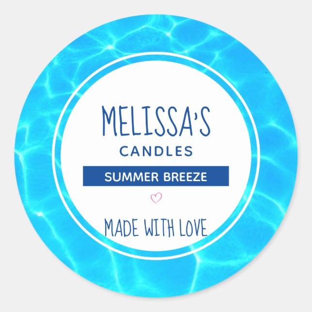 Clear Blue Pool Water Photo Candle / Soap Classic Round Sticker (Front)