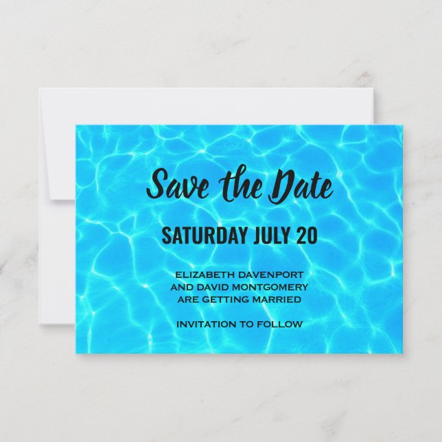 Clear Blue Pool Water Photo Casual Wedding Save The Date (Front)