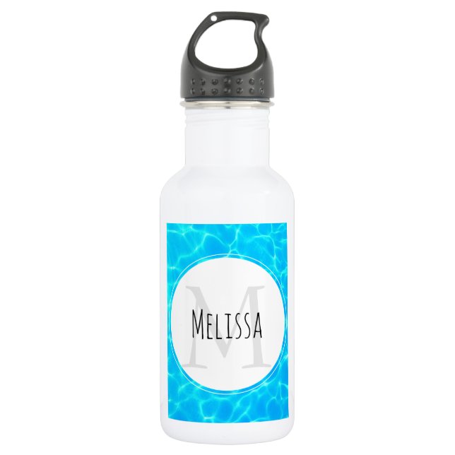 Clear Blue Pool Water Photo Monogram 532 Ml Water Bottle (Front)