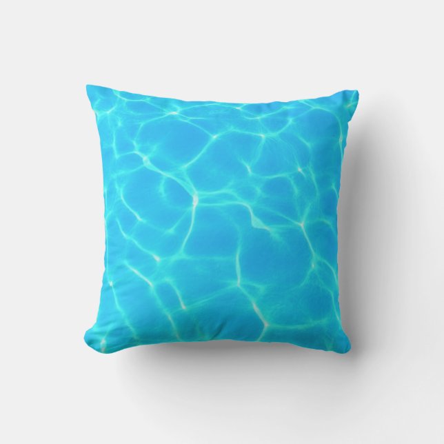 Clear Blue Pool Water Photo Outdoor Pillow (Front)
