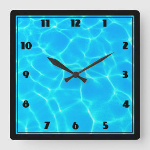 Clear Blue Pool Water Photo Square Wall Clock