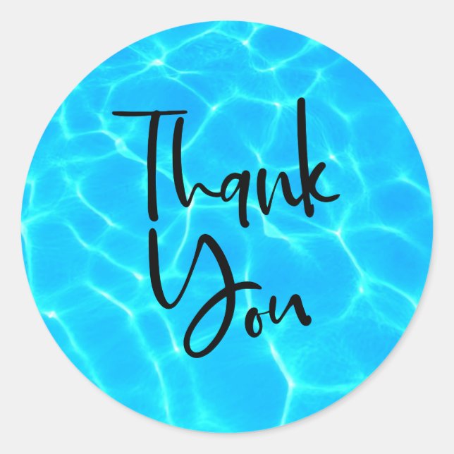 Clear Blue Pool Water Photo Thank You Classic Round Sticker (Front)