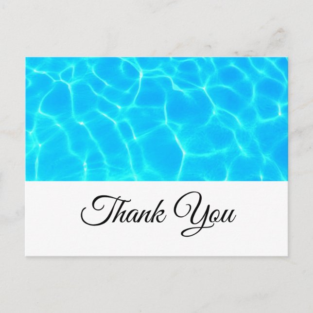 Clear Blue Pool Water Photo Thank You Postcard (Front)
