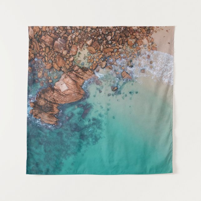 Clear blue sea and rocks tapestry (Front)