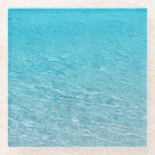 Clear Blue Sea Glass Coaster