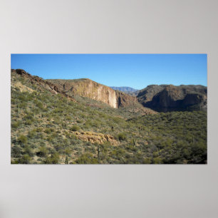 Clear Blue Skies, Mountains and Water Poster