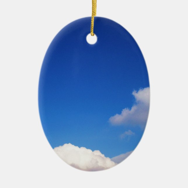Clear Blue Sky & White Clouds Ceramic Ornament (Front)