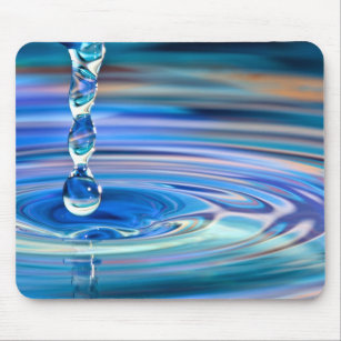 Clear Blue Water Drops Flowing Mouse Pad