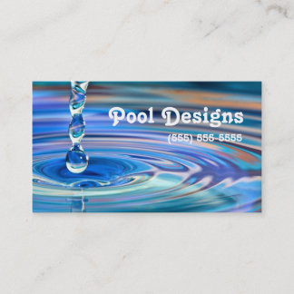 Clear Blue Water Drops Flowing Pool Design Business Card