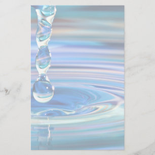 Clear Blue Water Drops Flowing Stationery