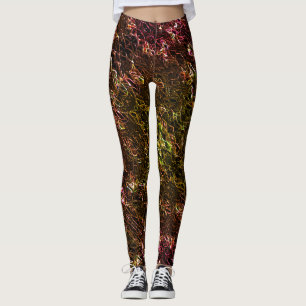Clear brown neon mirroring style with flashy lines leggings