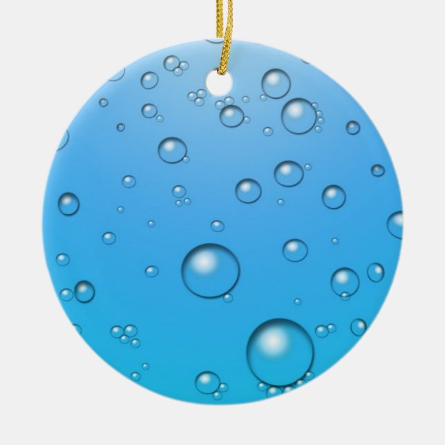 Clear Bubbles, Blue Water Ceramic Ornament (Front)