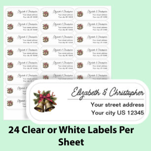 Clear Christmas Bells Return Address Transparent 