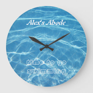 Clear Cool Blue Aquatic Pool Water Swimming Large Clock