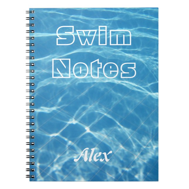 Clear Cool Blue Aquatic Pool Water Swimming Notebook (Front)