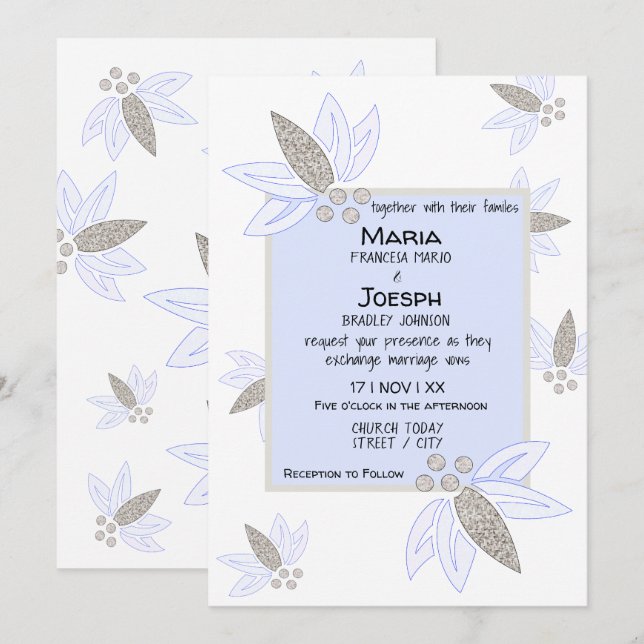Clear Corporate Flora Wedding Invitation (Front/Back)