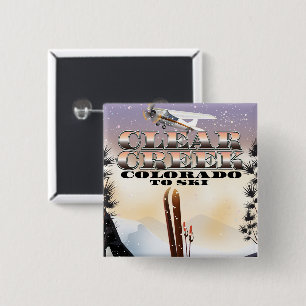 Clear Creek,, Colorado Ski poster. 2 Inch Square Button