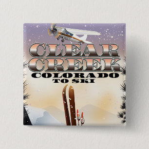 Clear Creek,, Colorado Ski poster. 2 Inch Square Button