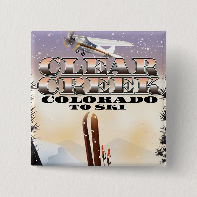 Clear Creek,, Colorado Ski poster. 2 Inch Square Button (Front)