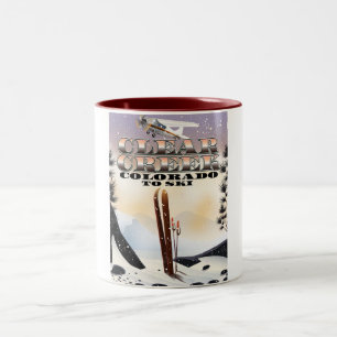Clear Creek,, Colorado Ski poster. Two-Tone Coffee Mug