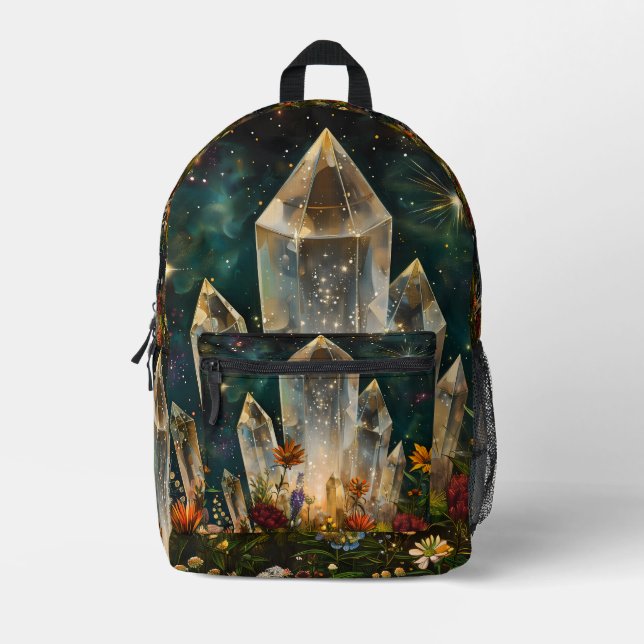 Clear Crystals Printed Backpack (Front)