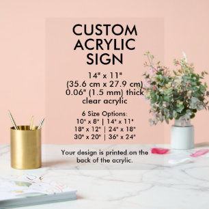 Clear Custom Acrylic Sign 14" x 11" Vertical