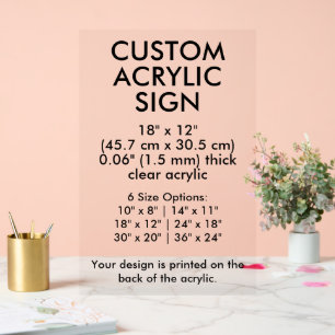 Clear Custom Acrylic Sign 18" x 12" Vertical