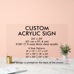 Clear Custom Acrylic Sign 24" x 36" Horizontal