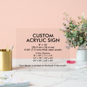 Clear Custom Acrylic Sign 8" x 10" Horizontal