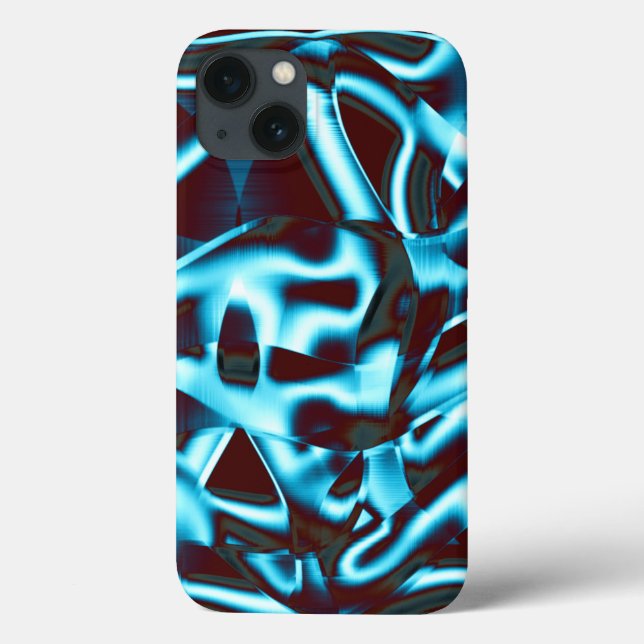 Clear cyan shades in abstract ribbons up dark red Case-Mate iPhone case (Back)
