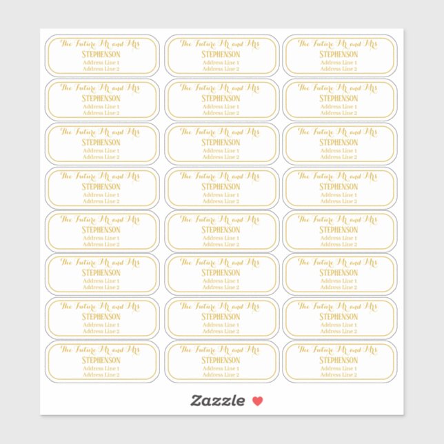 Clear Future Mr and Mrs Gold Print Return Address  (Sheet)