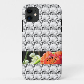 clear gem stone, diamond with flowering strip iPhone 11 case