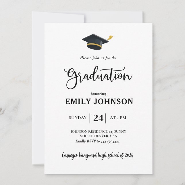 Clear Graduation Invitation Template Editable Simp (Front)