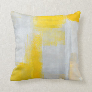 'Clear' Grey and Yellow Abstract Art Pillow