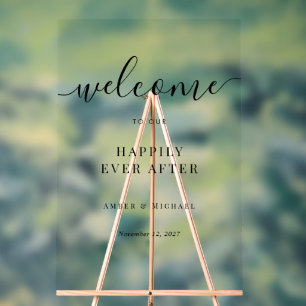 Clear Happily Ever After Wedding Acrylic Sign