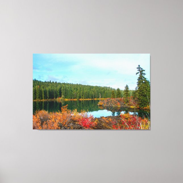 Clear Lake Oregon Autumn Stretched Canvas Print (Front)