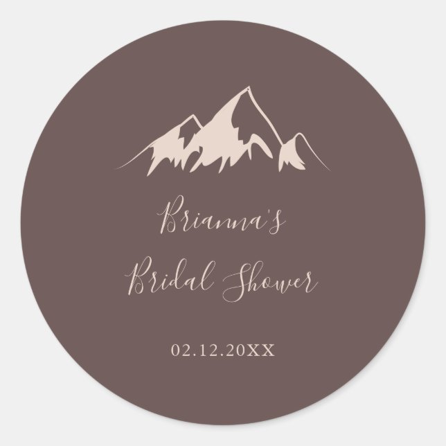 Clear Mountain Country Bridal Shower Favour Classic Round Sticker (Front)