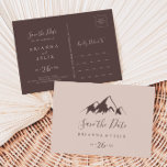 Clear Mountain Country Horizontal Save the Date Postcard<br><div class="desc">This clear mountain country horizontal save the date postcard is perfect for a rustic wedding. The design features an idyllic watercolor brown mountain.</div>