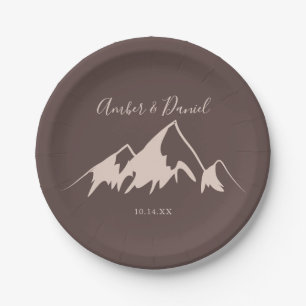 Clear Mountain Country Wedding Cake Paper Plate