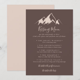 Clear Mountain Wedding Kissing Menu Game Card