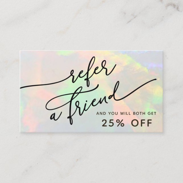 clear opal refer a friend business card (Front)