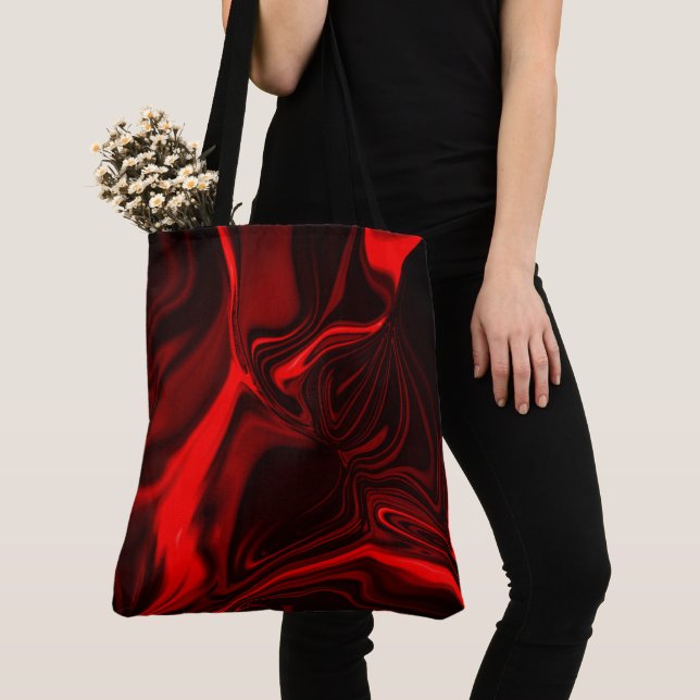 Clear red and darkest curves or undulations tote bag (Close Up)