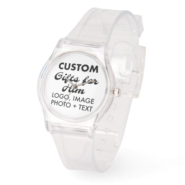 Clear Silicone Watch Custom Gifts for Him (Angle)