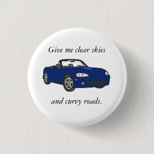 Clear Skies & Curvy Roads-Blue 1 Inch Round Button